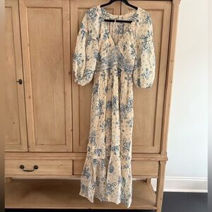 Free People Blue and Cream Floral Maxi Dress